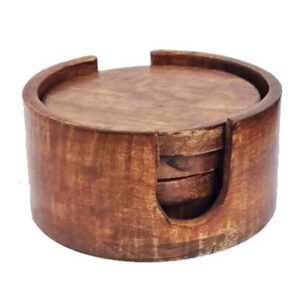 Onderzetter in hout met houder